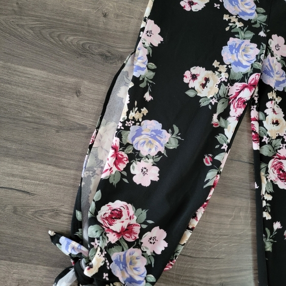 Women's maternity floral print split thigh tie pants size L - Picture 4 of 10